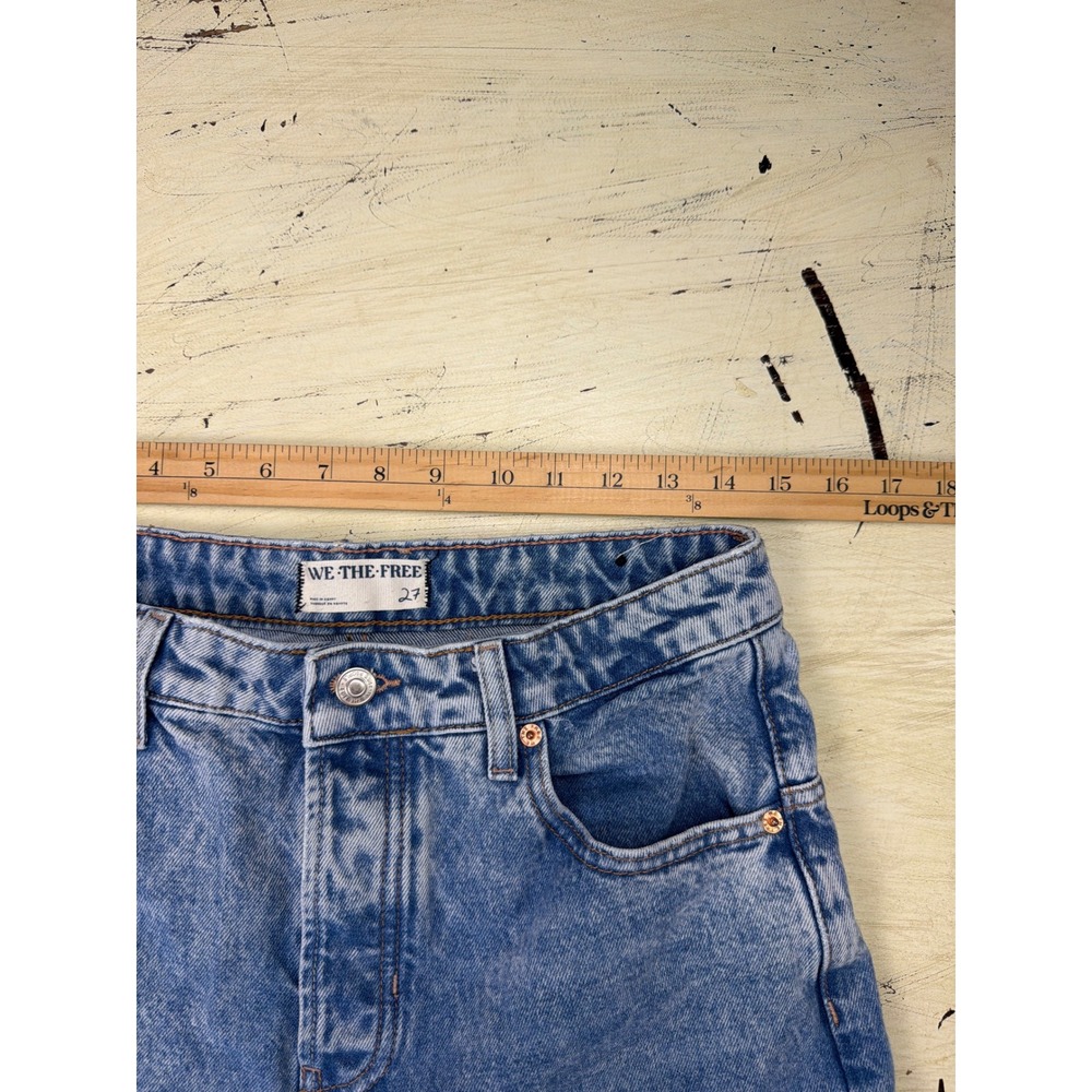 We The Free Wide Leg Jeans Women 27 Blue Acid Wash High Rise Denim - Picture 2 of 11